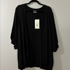 KAFFE CURVE Flowy Black Open Front Cardigan NWT size 24/26